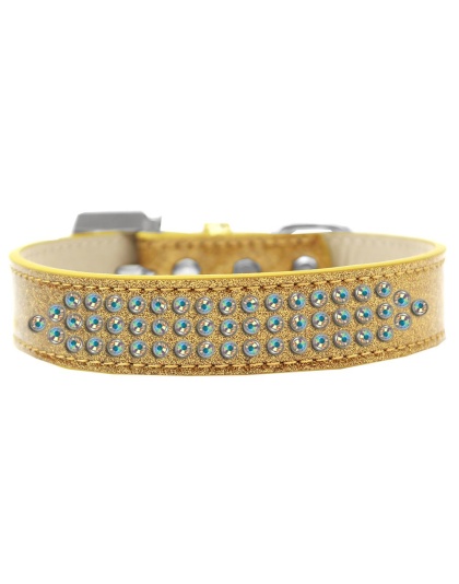 Three Row AB Crystal Ice Cream Dog Collar Gold Size 12