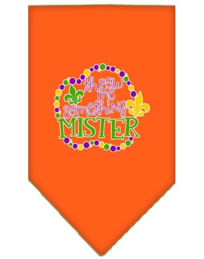 Throw me Something Screen Print Mardi Gras Bandana Orange Large