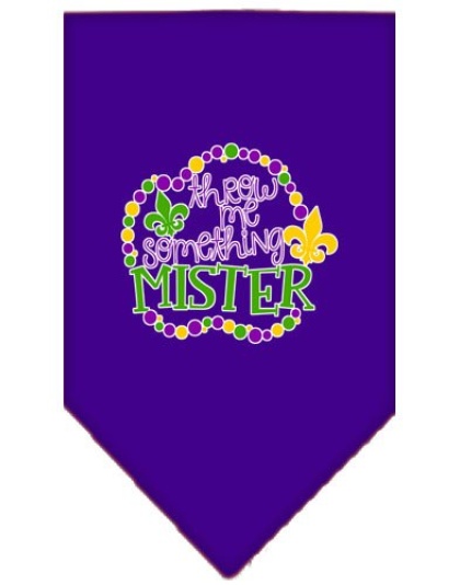 Throw me Something Screen Print Mardi Gras Bandana Purple Large