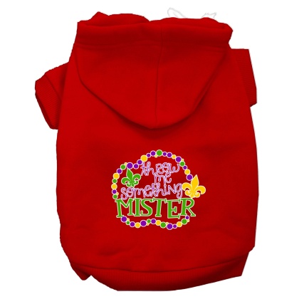 Throw me Something Screen Print Mardi Gras Dog Hoodie Red L