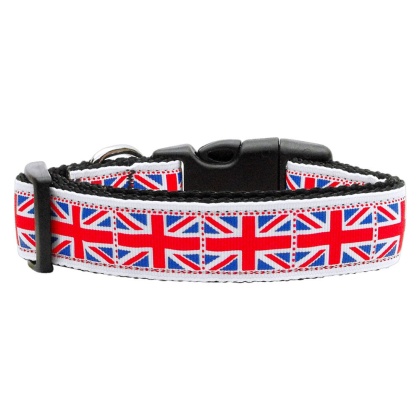 Tiled Union Jack(UK Flag) Nylon Ribbon Collar Large