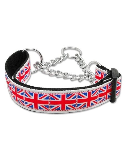 Tiled Union Jack(UK Flag) Nylon Ribbon Collar Martingale Large