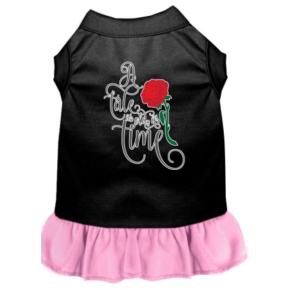 Timeless Tale Screen Print Dog Dress Black with Light Pink Lg