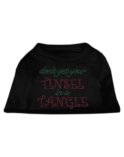 Tinsel in a Tangle Rhinestone Dog Shirt Black Lg