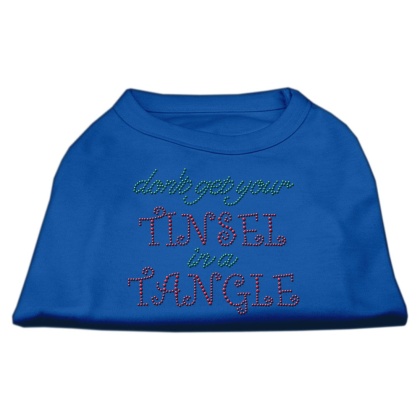 Tinsel in a Tangle Rhinestone Dog Shirt Blue Lg