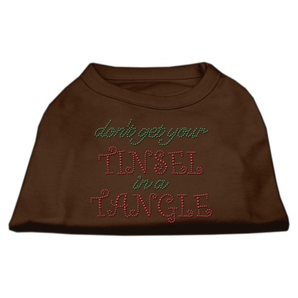 Tinsel in a Tangle Rhinestone Dog Shirt Brown Lg