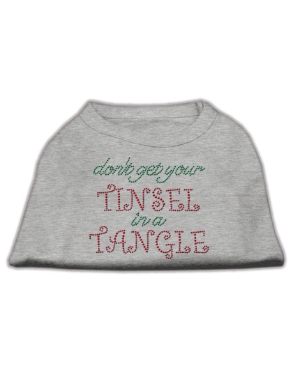 Tinsel in a Tangle Rhinestone Dog Shirt Grey Lg