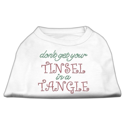 Tinsel in a Tangle Rhinestone Dog Shirt White Lg