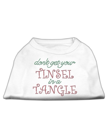 Tinsel in a Tangle Rhinestone Dog Shirt White Lg