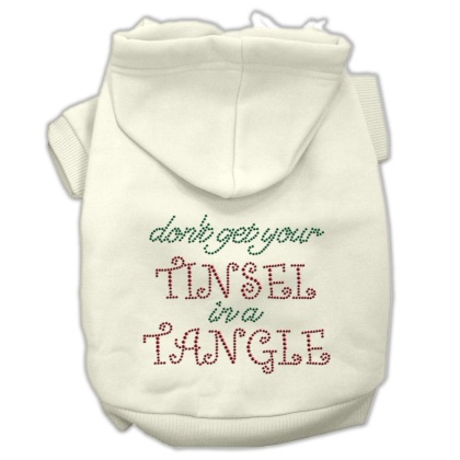 Tinsel in a Tangle Rhinestone Hoodies Cream L