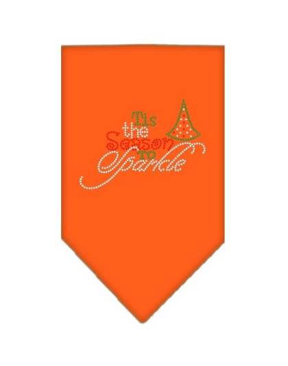 Tis the Season to Sparkle Rhinestone Bandana Orange Large