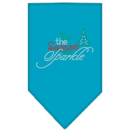 Tis the Season to Sparkle Rhinestone Bandana Turquoise Large