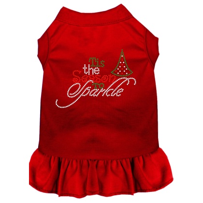 Tis the Season to Sparkle Rhinestone Dog Dress Red 4X