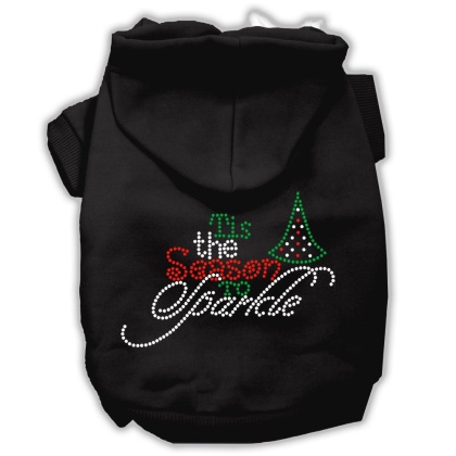 Tis the Season to Sparkle Rhinestone Dog Hoodie Black L