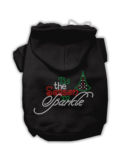 Tis the Season to Sparkle Rhinestone Dog Hoodie Black L