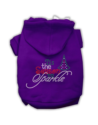 Tis the Season to Sparkle Rhinestone Dog Hoodie Purple L