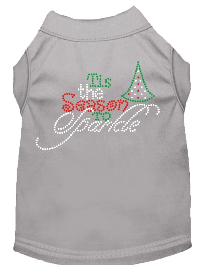 Tis the Season to Sparkle Rhinestone Dog Shirt Grey Lg