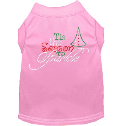 Tis the Season to Sparkle Rhinestone Dog Shirt Light Pink Lg