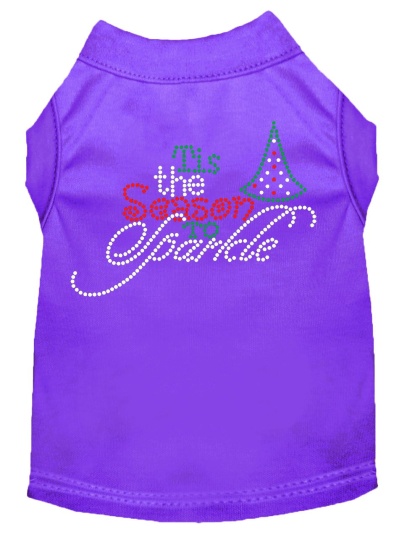 Tis the Season to Sparkle Rhinestone Dog Shirt Purple Lg