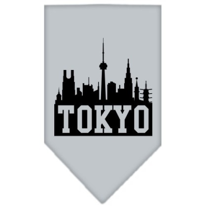 Tokyo Skyline Screen Print Bandana Grey Large