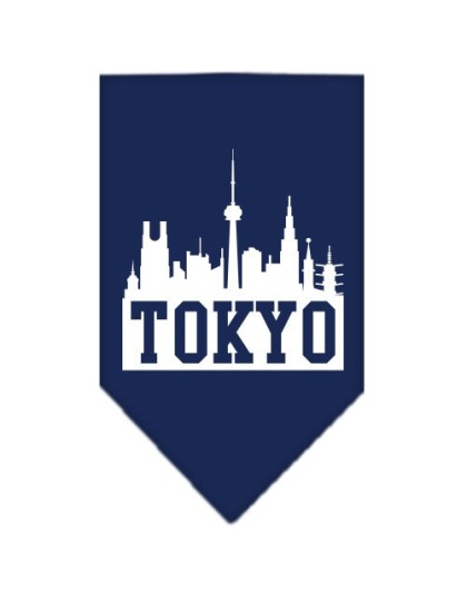 Tokyo Skyline Screen Print Bandana Navy Blue large