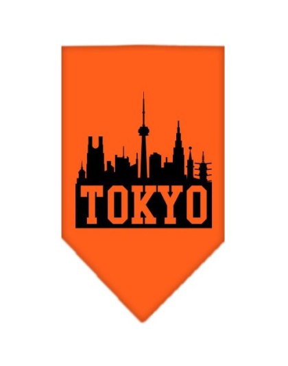 Tokyo Skyline Screen Print Bandana Orange Large