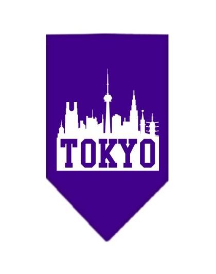 Tokyo Skyline Screen Print Bandana Purple Large