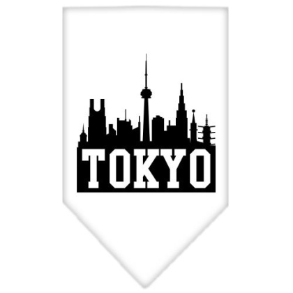 Tokyo Skyline Screen Print Bandana White Large