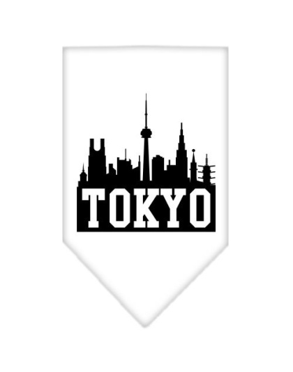 Tokyo Skyline Screen Print Bandana White Large