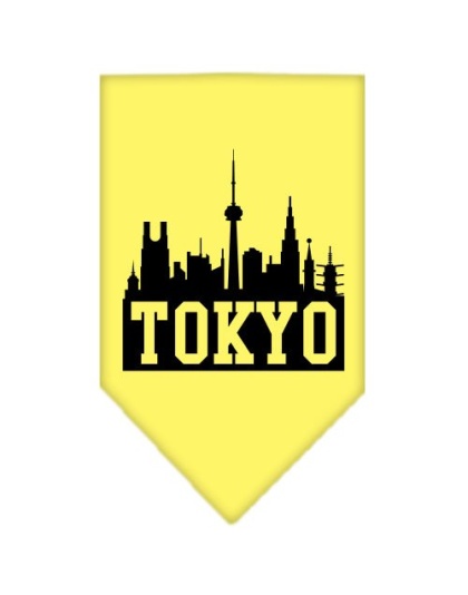 Tokyo Skyline Screen Print Bandana Yellow Large