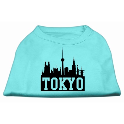 Tokyo Skyline Screen Print Shirt Aqua Lg