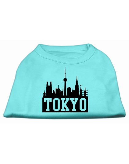 Tokyo Skyline Screen Print Shirt Aqua Lg