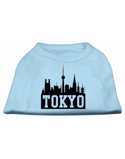 Tokyo Skyline Screen Print Shirt Baby Blue Lg