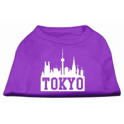 Tokyo Skyline Screen Print Shirt Purple Lg