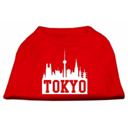 Tokyo Skyline Screen Print Shirt Red Lg