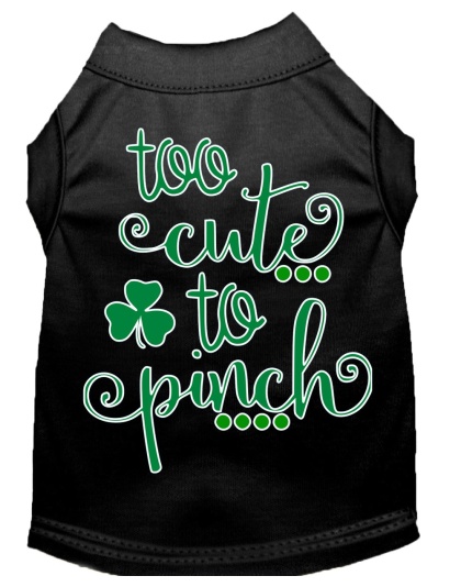 Too Cute to Pinch Screen Print Dog Shirt Black Lg