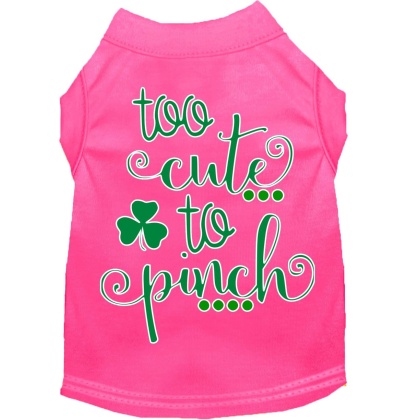 Too Cute to Pinch Screen Print Dog Shirt Bright Pink Lg