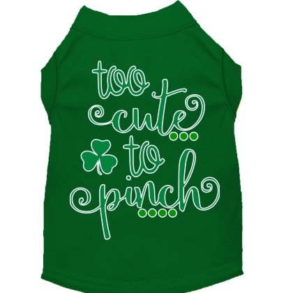 Too Cute to Pinch Screen Print Dog Shirt Green Lg