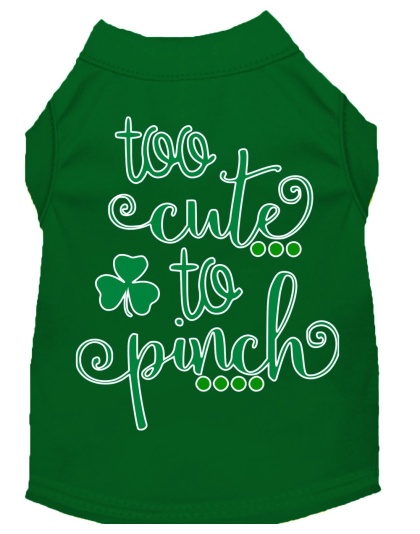 Too Cute to Pinch Screen Print Dog Shirt Green Lg