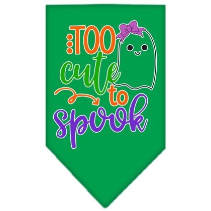 Too Cute to Spook-Girly Ghost Screen Print Bandana Emerald Green Large