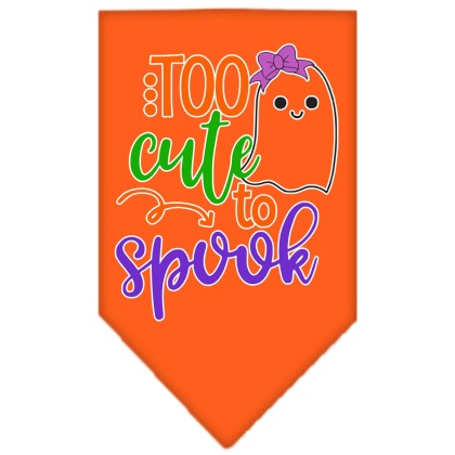 Too Cute to Spook-Girly Ghost Screen Print Bandana Orange Large