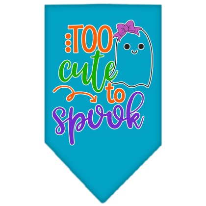 Too Cute to Spook-Girly Ghost Screen Print Bandana Turquoise Large
