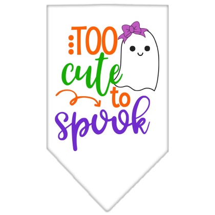 Too Cute to Spook-Girly Ghost Screen Print Bandana White Large