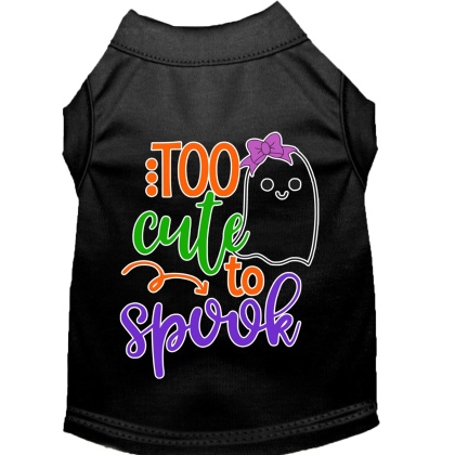 Too Cute to Spook-Girly Ghost Screen Print Dog Shirt Black Lg