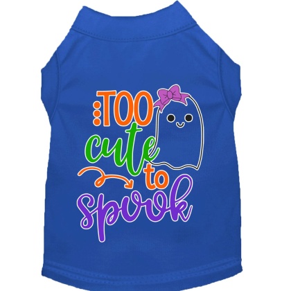Too Cute to Spook-Girly Ghost Screen Print Dog Shirt Blue Lg