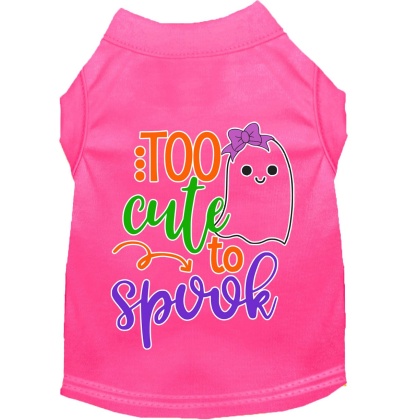 Too Cute to Spook-Girly Ghost Screen Print Dog Shirt Bright Pink Lg