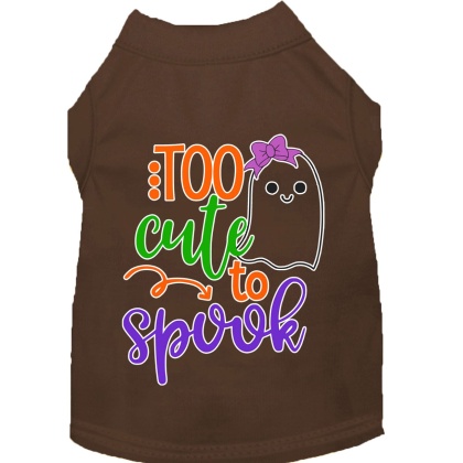 Too Cute to Spook-Girly Ghost Screen Print Dog Shirt Brown Lg