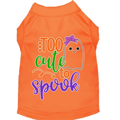 Too Cute to Spook-Girly Ghost Screen Print Dog Shirt Orange Lg