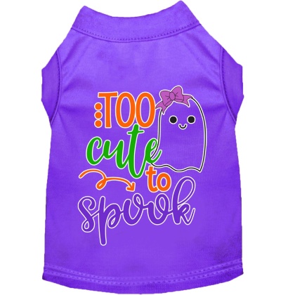Too Cute to Spook-Girly Ghost Screen Print Dog Shirt Purple Lg