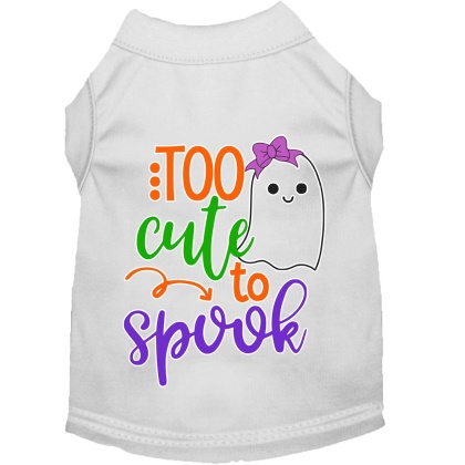Too Cute to Spook-Girly Ghost Screen Print Dog Shirt White Lg